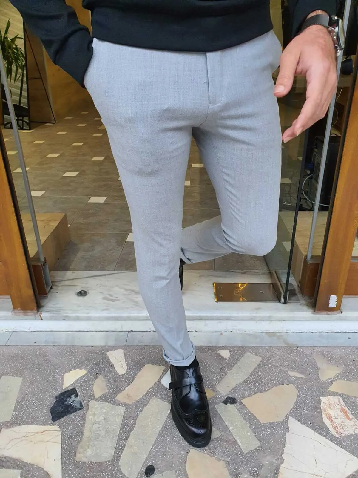 SlimFit Gray Plaid Pants