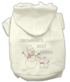 Snowman's Best Friend Rhinestone Hoodie Cream XS (8)