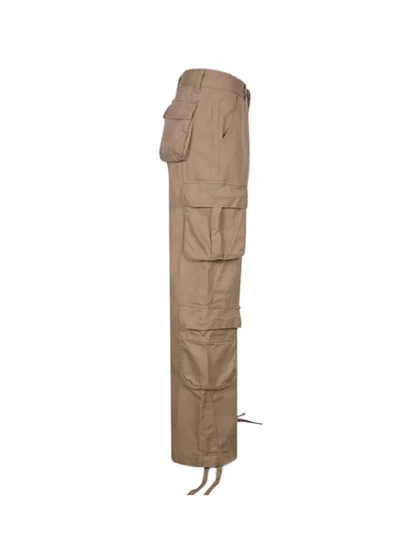 Solid Zipper Flap Pocket Cargo Pants