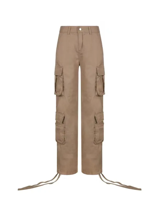 Solid Zipper Flap Pocket Cargo Pants