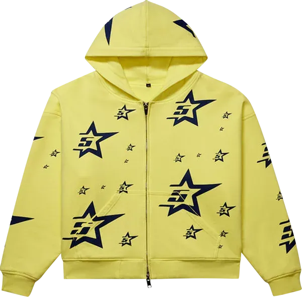 Sp5der Double Layer 5 Star Zip Hoodie 'Yellow'