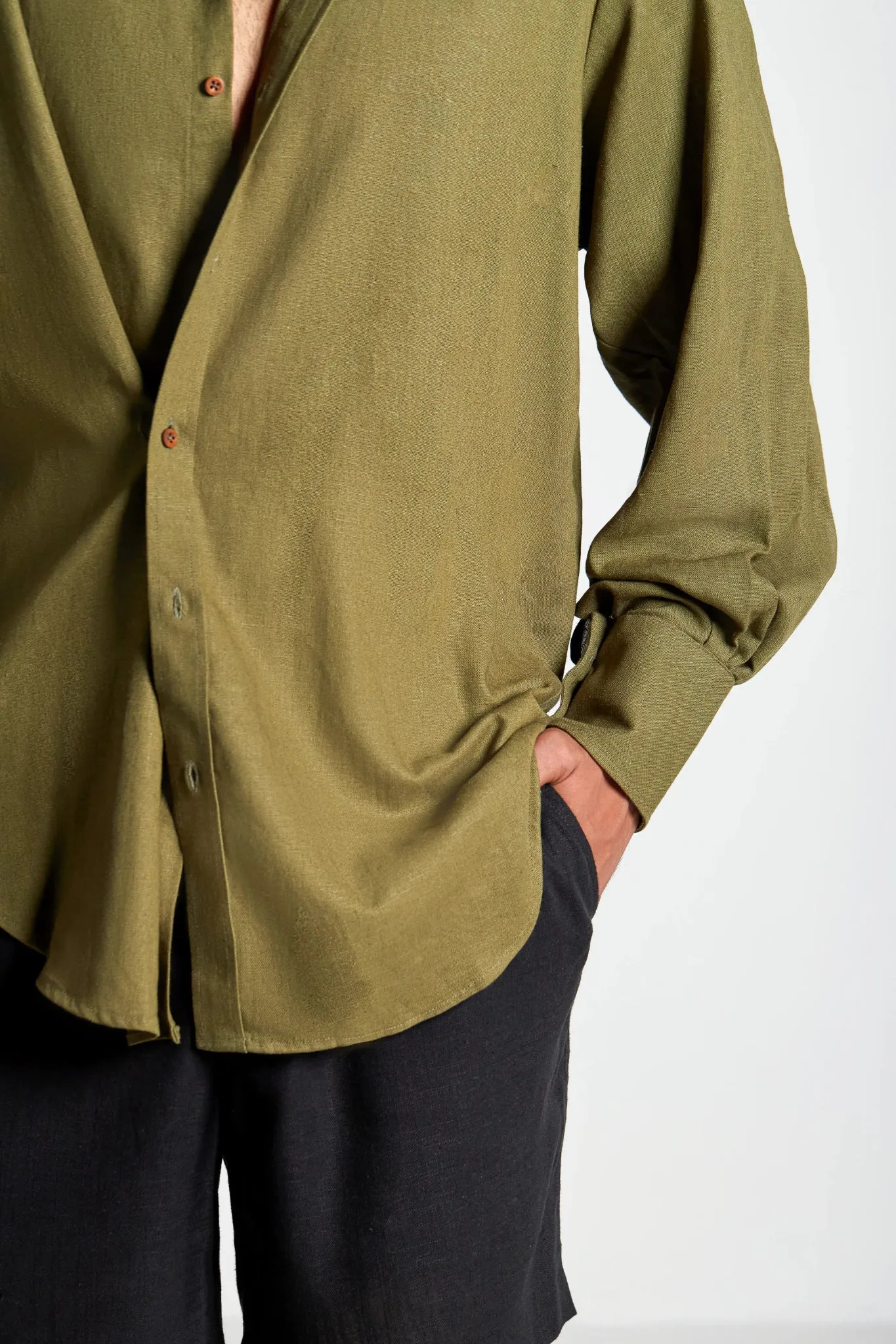 Spinach Cross Button Shirt