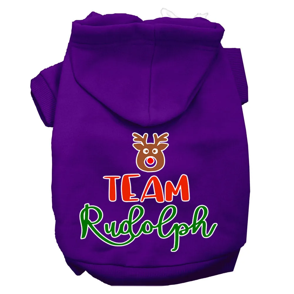 Team Rudolph Screen Print Dog Hoodie Purple S