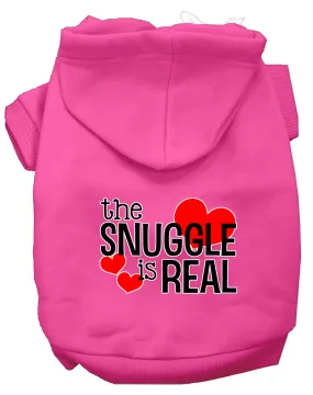 The Snuggle Is Real Screen Print Dog Hoodie Bright Pink Xxxl