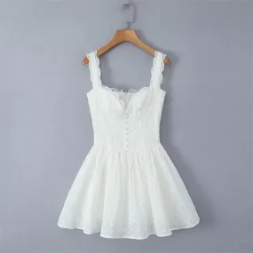 Trend4us Women's Elegant Lace Sweetheart Spaghetti Strap Mini Dress