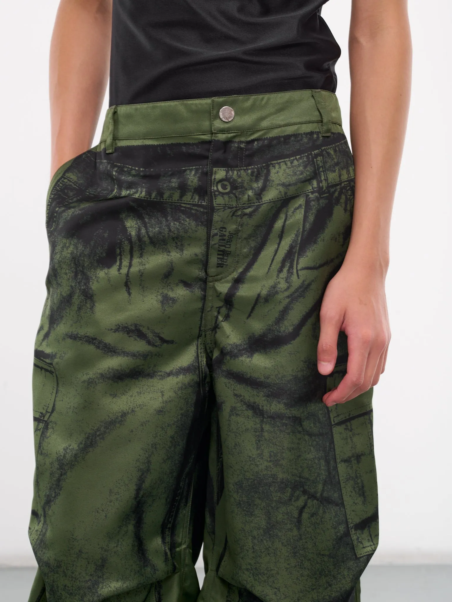 Trompe L'oeil Cargo Pants (24-30-F-PA134-C539-KHAKI-BLACK)