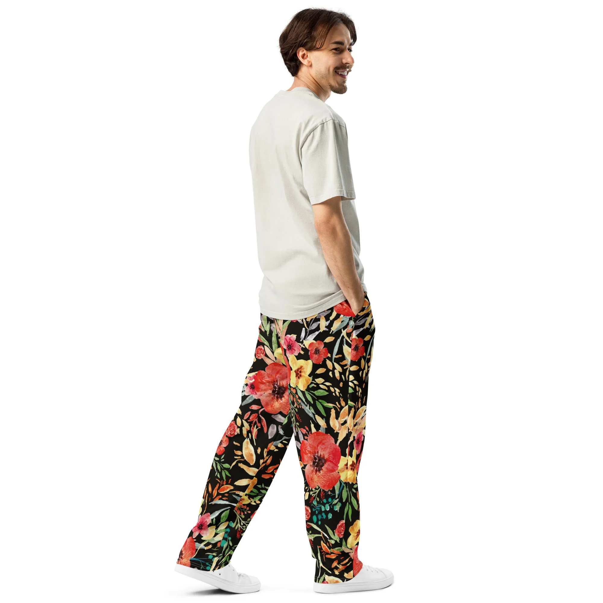 Valentines Day Wide Leg Joggers - Flower (Glamourange Valentine Day Gifts Wide Leg Joggers - Design 006)