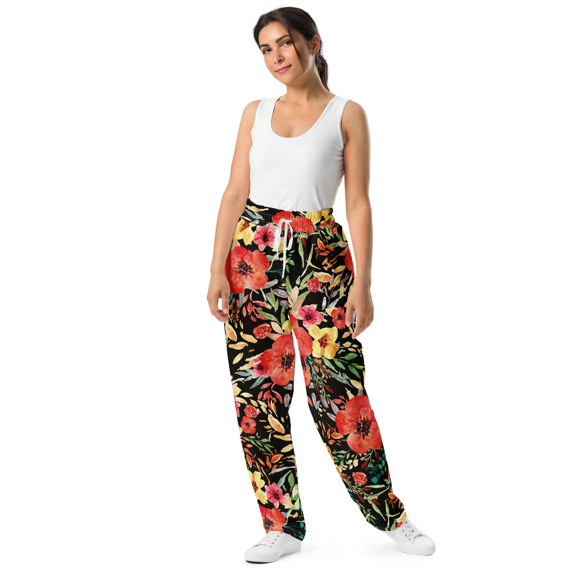 Valentines Day Wide Leg Joggers - Flower (Glamourange Valentine Day Gifts Wide Leg Joggers - Design 006)