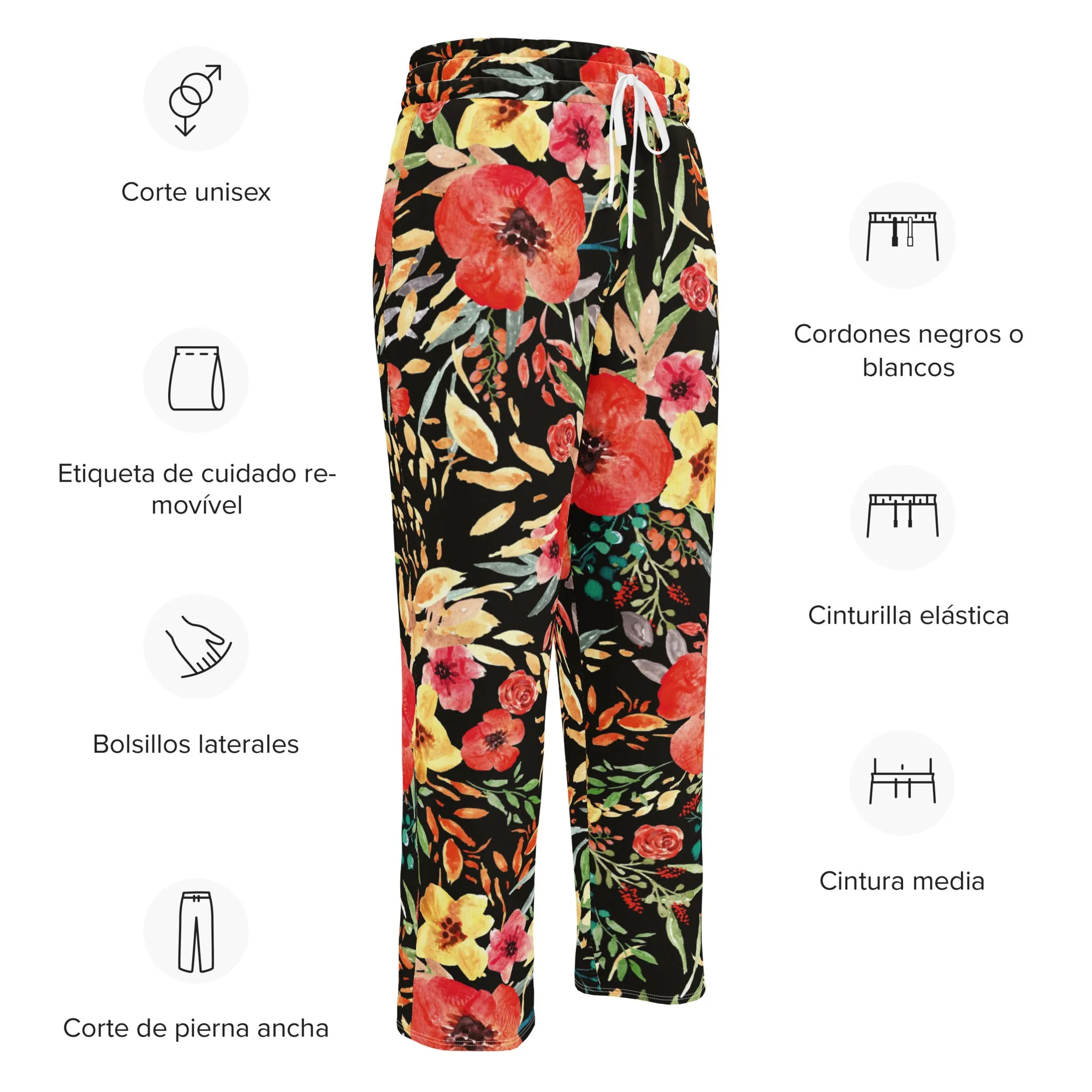 Valentines Day Wide Leg Joggers - Flower (Glamourange Valentine Day Gifts Wide Leg Joggers - Design 006)