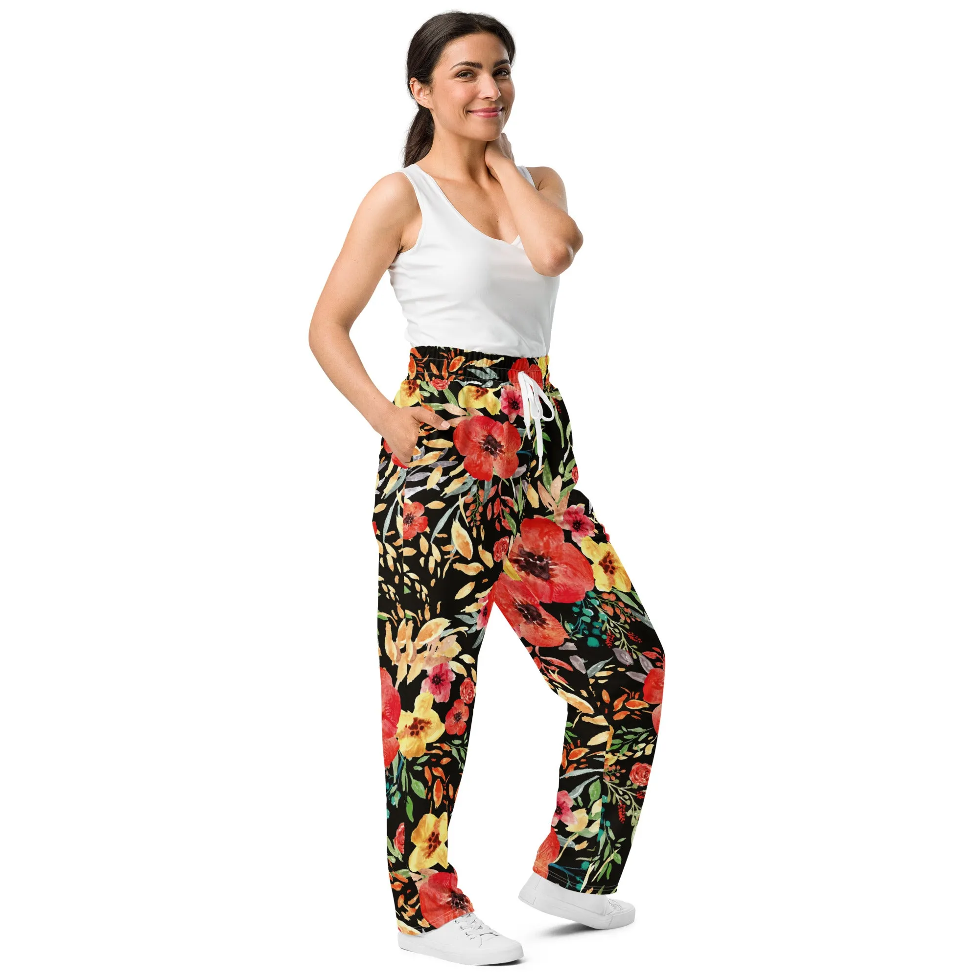 Valentines Day Wide Leg Joggers - Flower (Glamourange Valentine Day Gifts Wide Leg Joggers - Design 006)