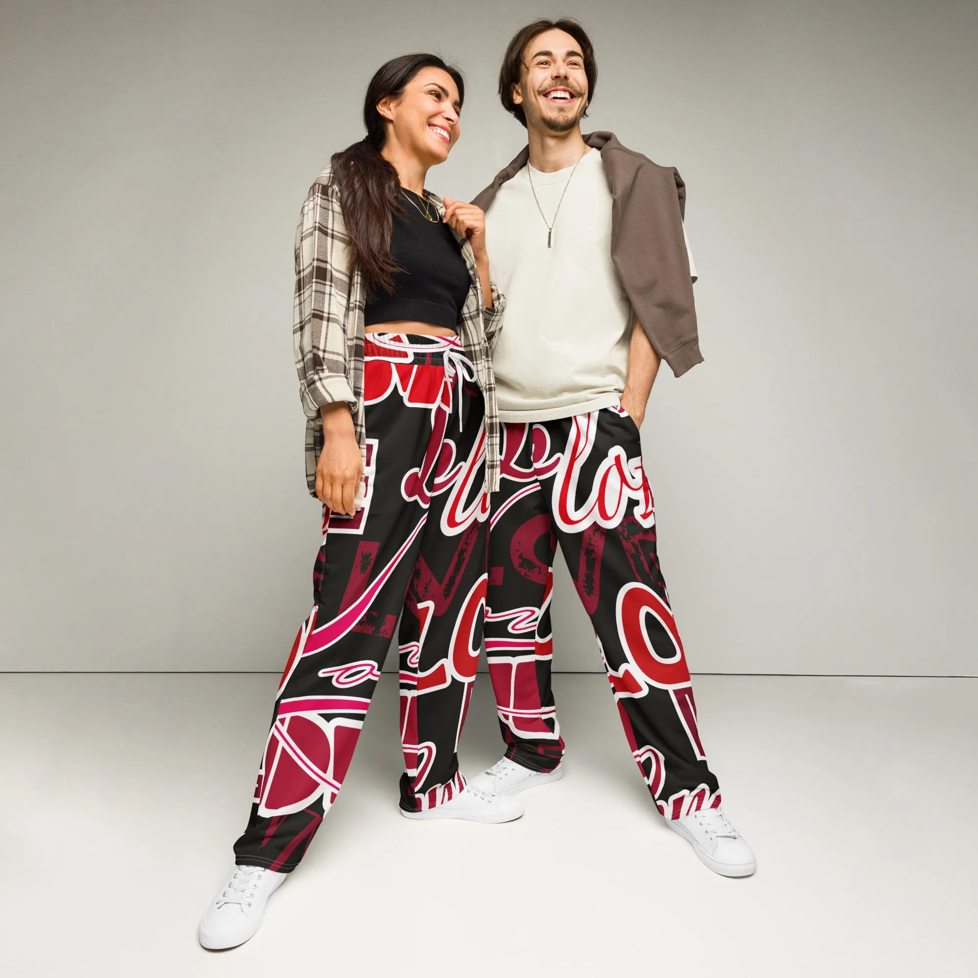 Valentines Day Wide Leg Joggers - Love (Glamourange Valentine Day Gifts Wide Leg Joggers - Design 0015)