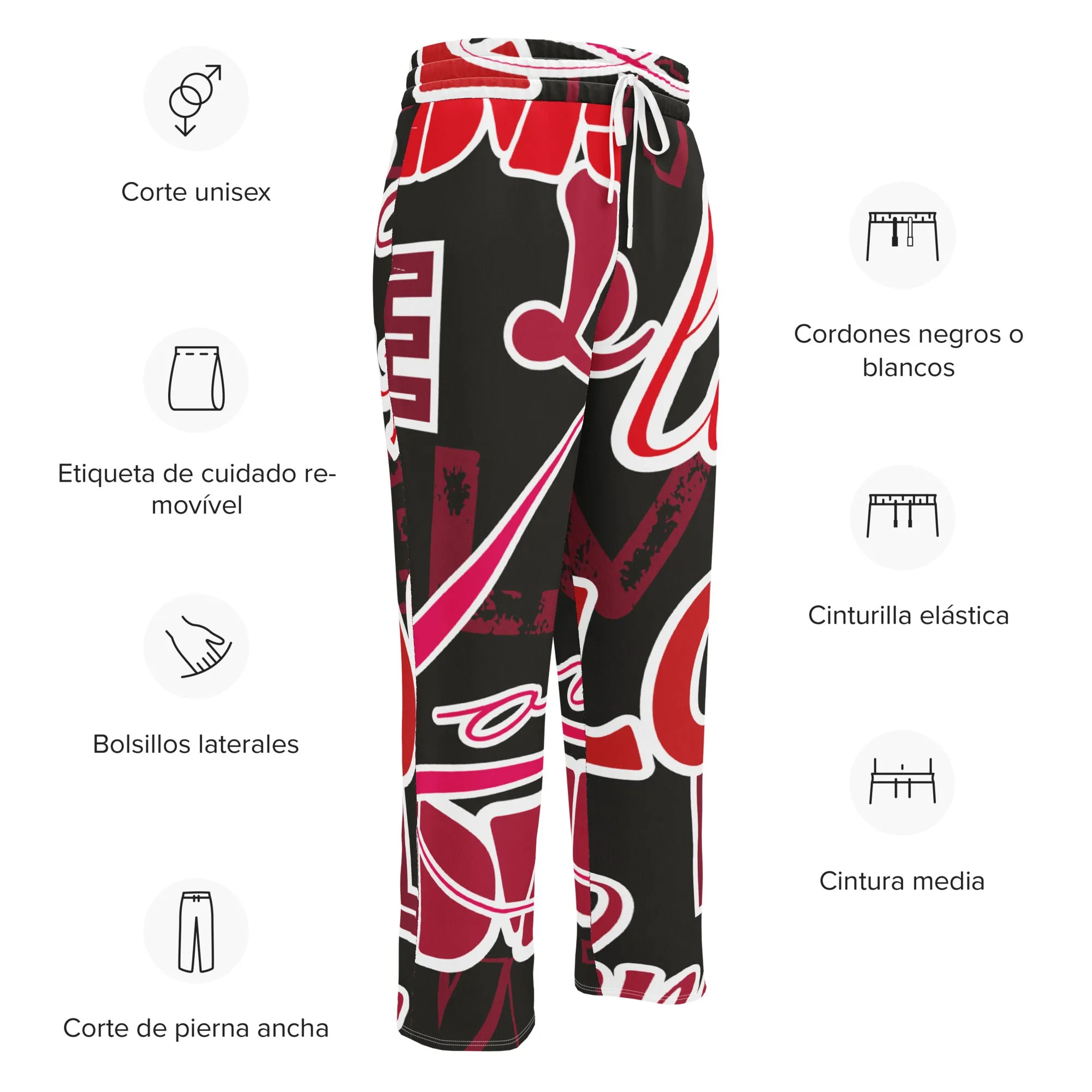 Valentines Day Wide Leg Joggers - Love (Glamourange Valentine Day Gifts Wide Leg Joggers - Design 0015)