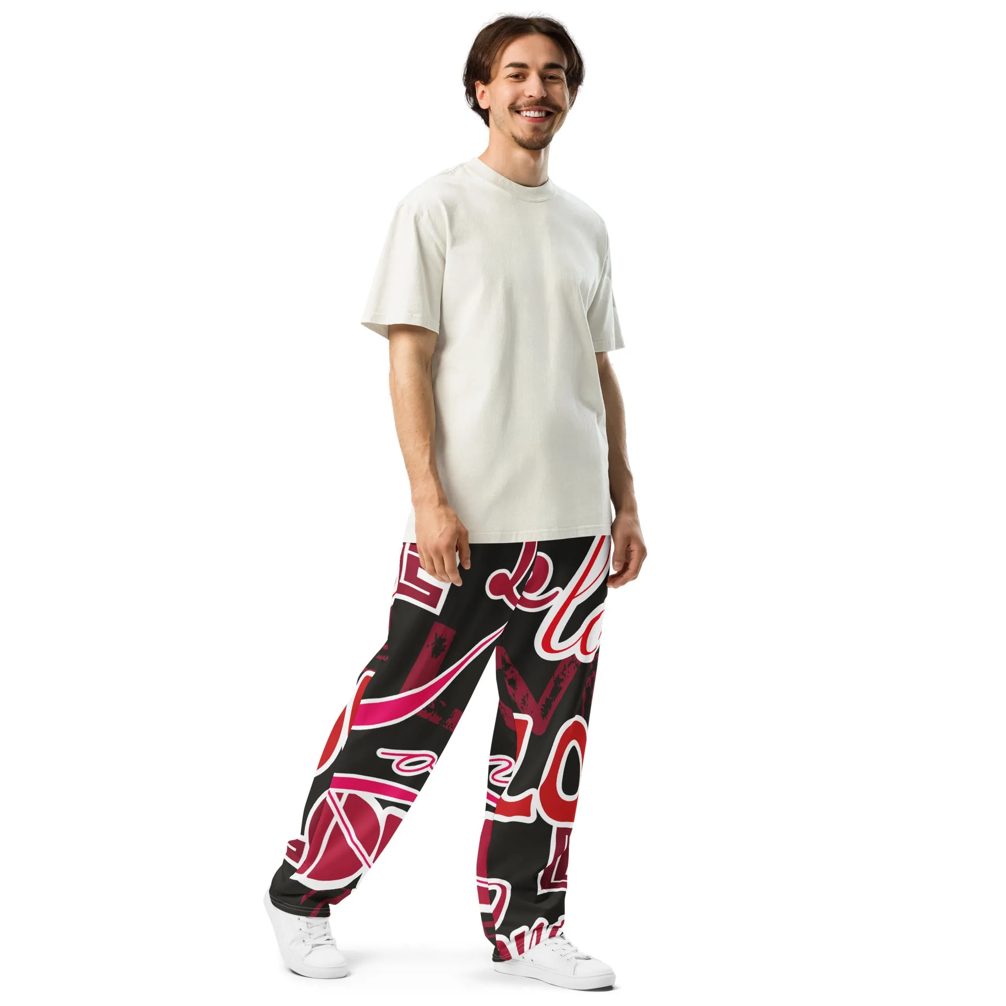 Valentines Day Wide Leg Joggers - Love (Glamourange Valentine Day Gifts Wide Leg Joggers - Design 0015)