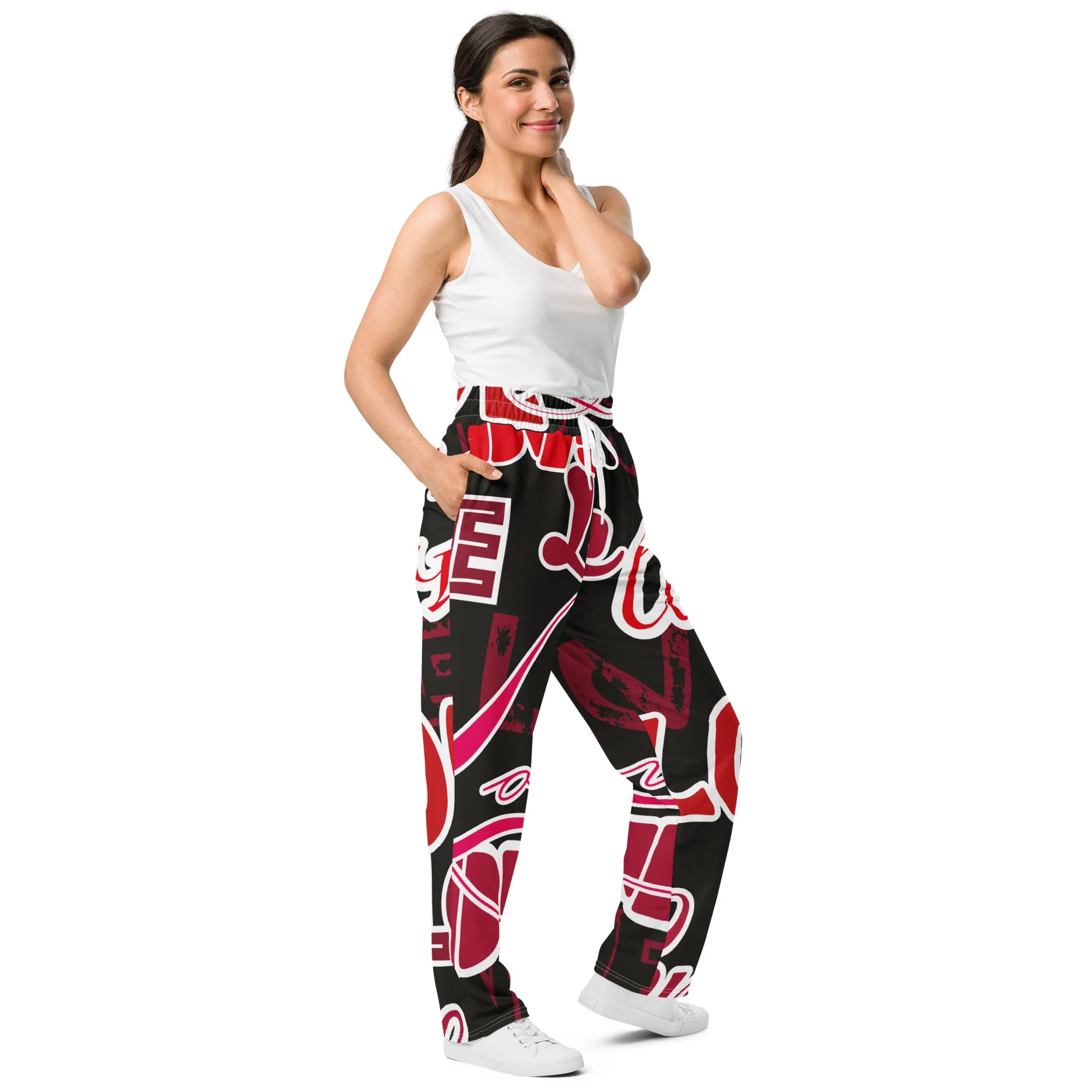 Valentines Day Wide Leg Joggers - Love (Glamourange Valentine Day Gifts Wide Leg Joggers - Design 0015)