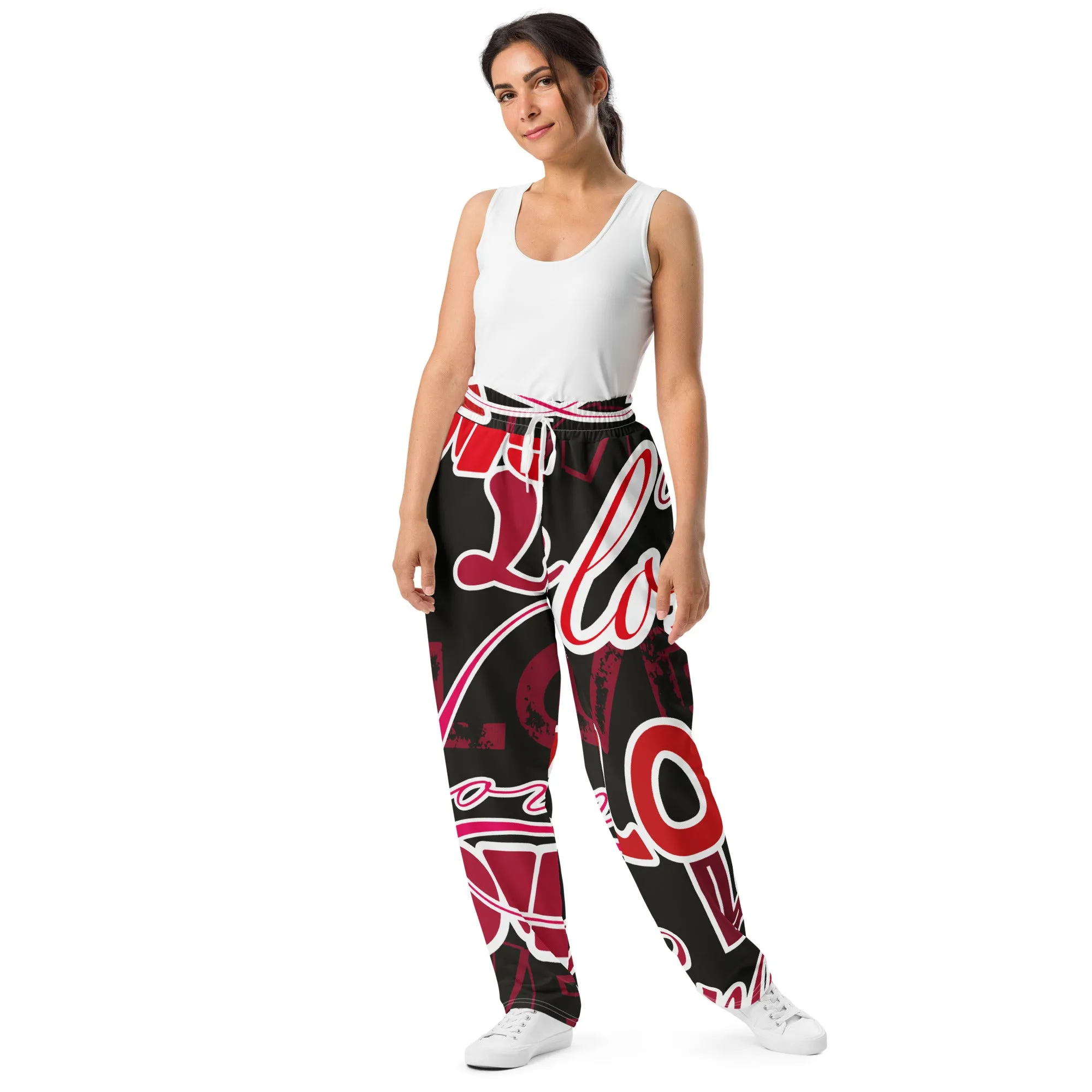 Valentines Day Wide Leg Joggers - Love (Glamourange Valentine Day Gifts Wide Leg Joggers - Design 0015)