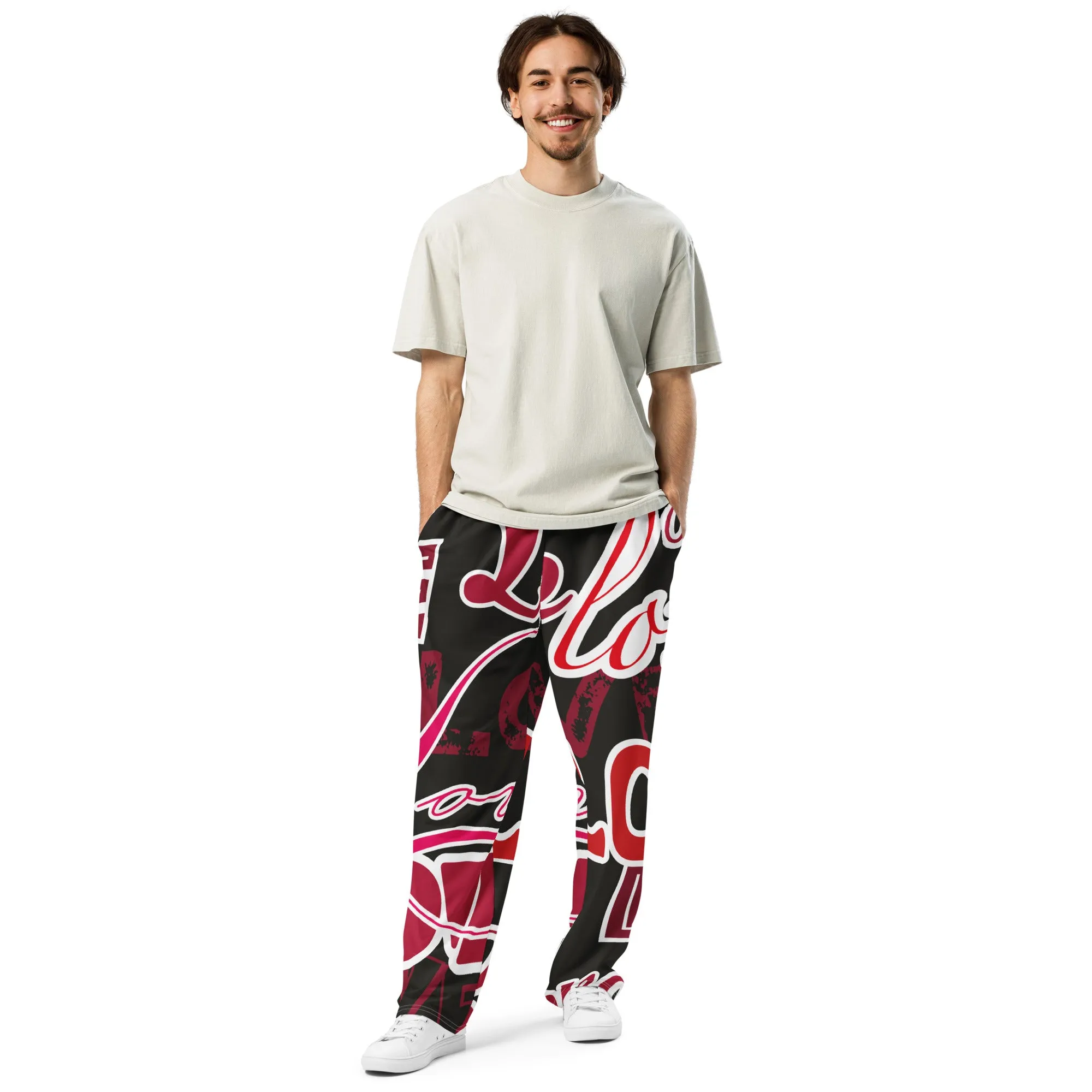 Valentines Day Wide Leg Joggers - Love (Glamourange Valentine Day Gifts Wide Leg Joggers - Design 0015)