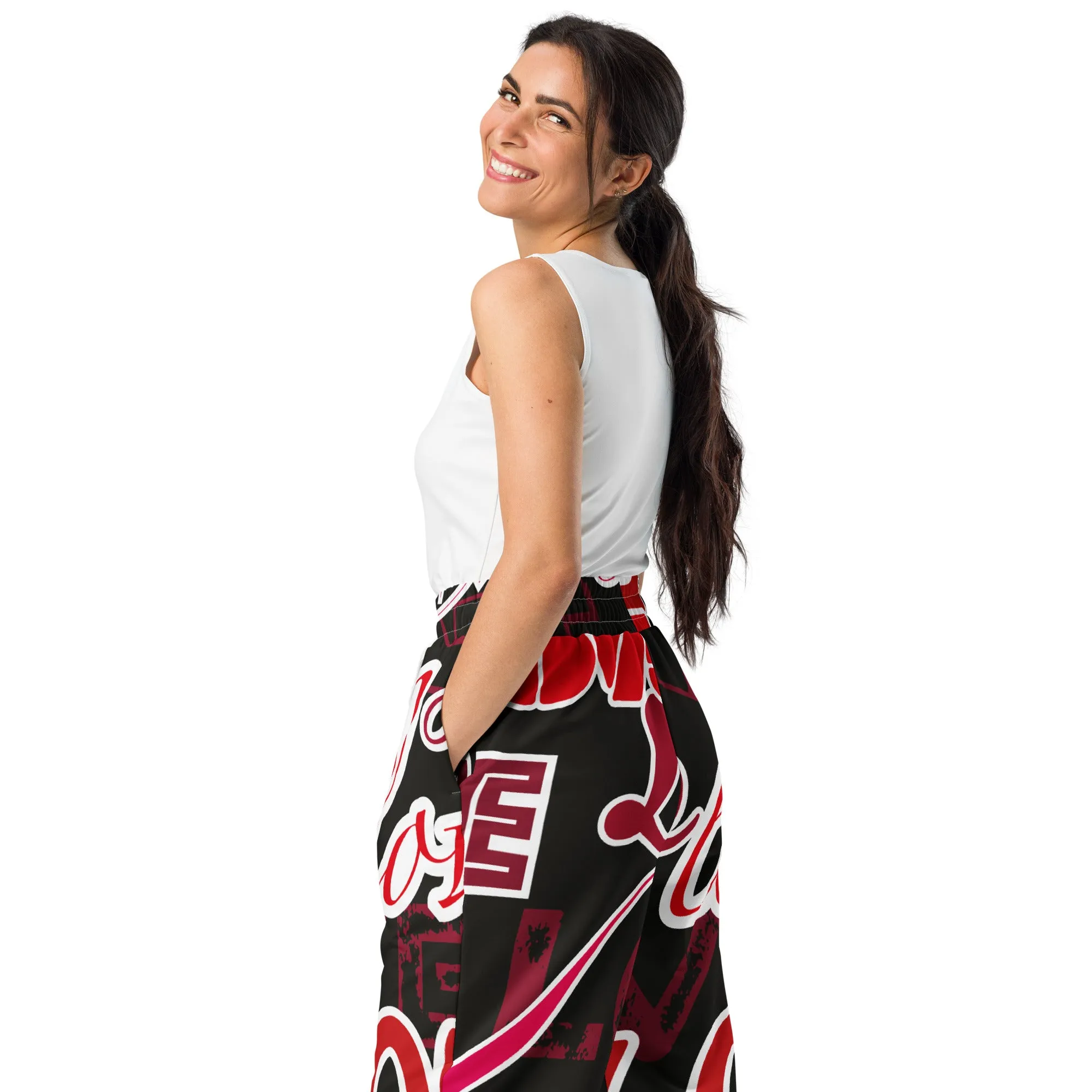 Valentines Day Wide Leg Joggers - Love (Glamourange Valentine Day Gifts Wide Leg Joggers - Design 0015)