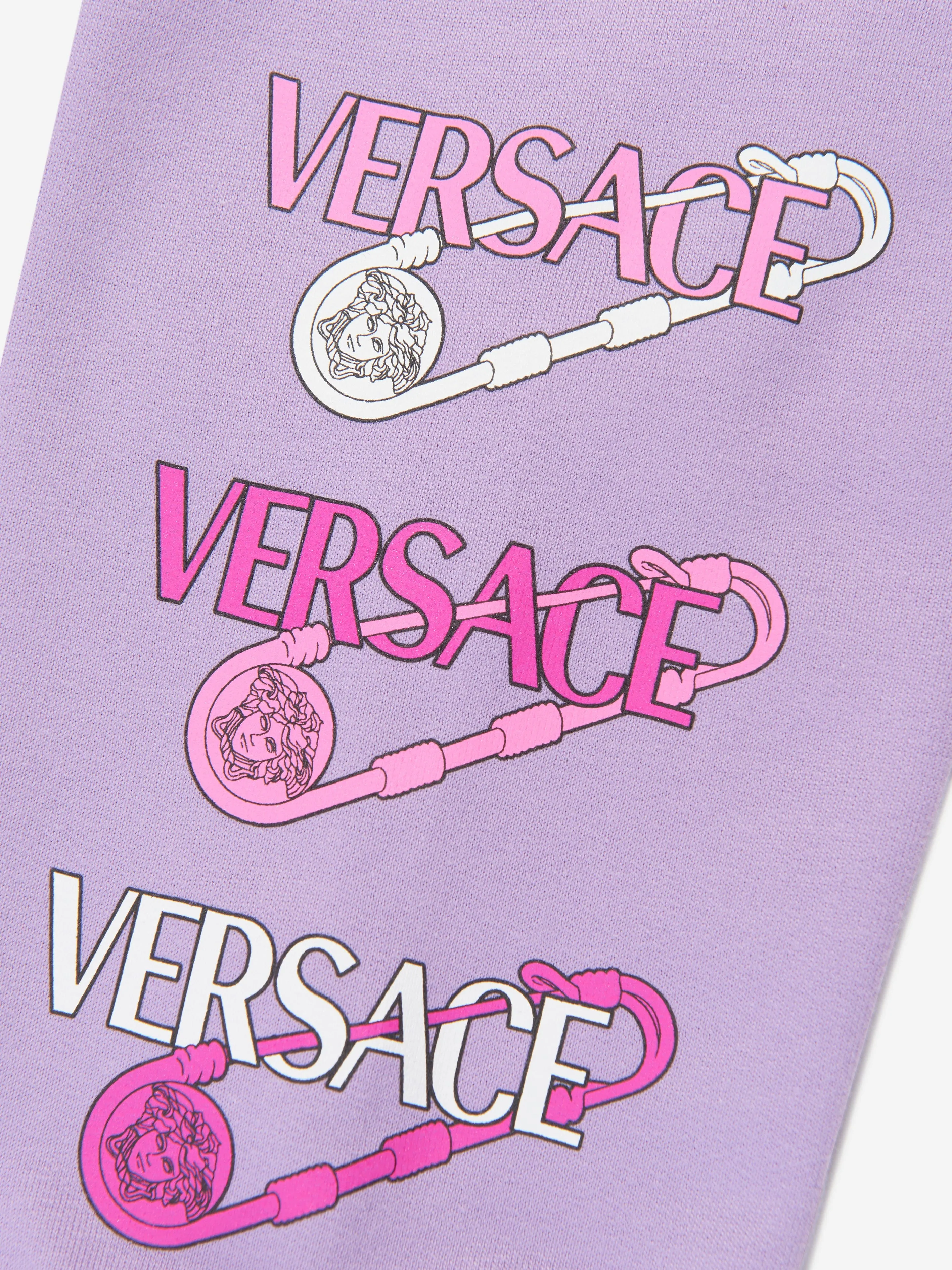 Versace Girls Safety Pin Logo Joggers in Lilac