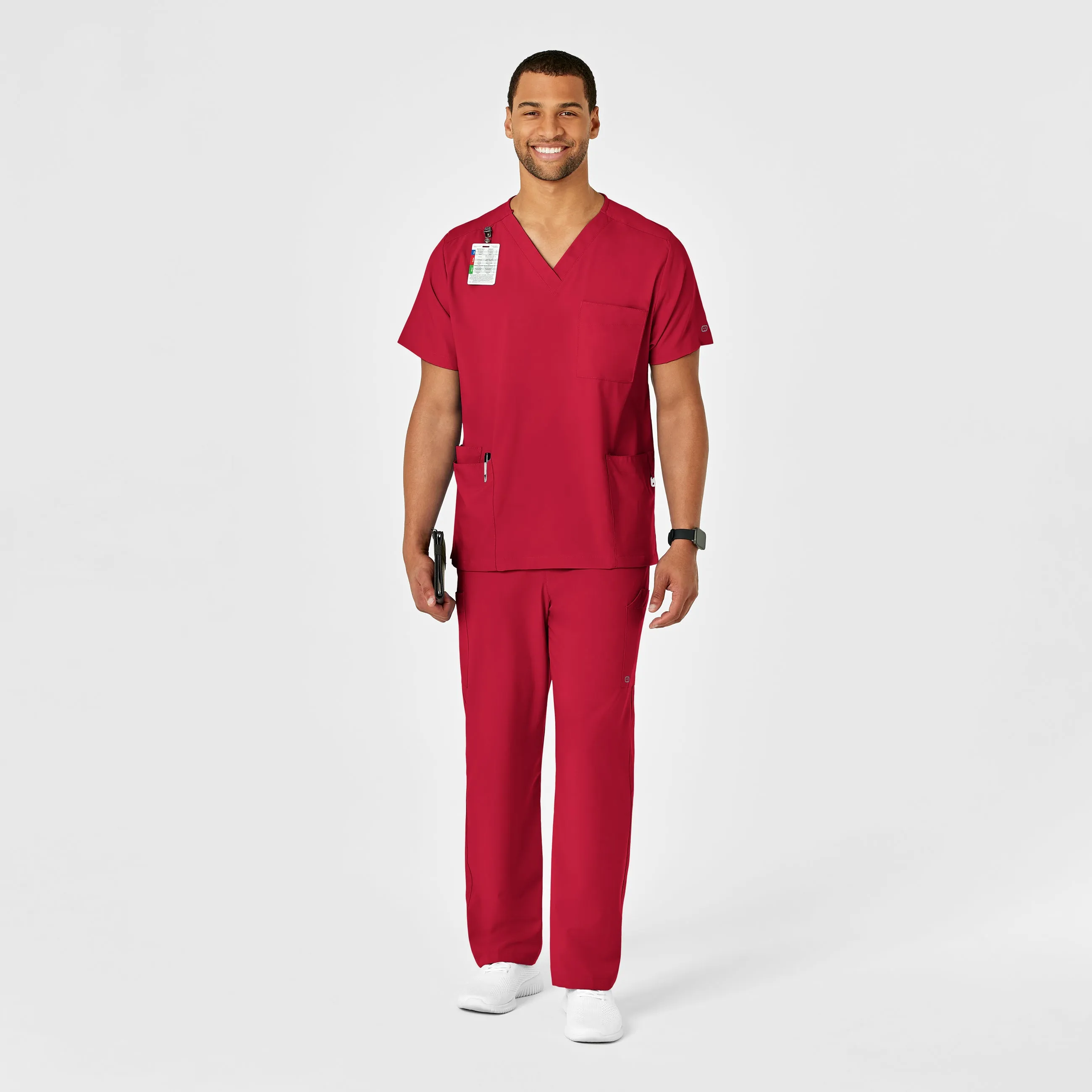 W123 Unisex Multi-Cargo Scrub Pant - Red