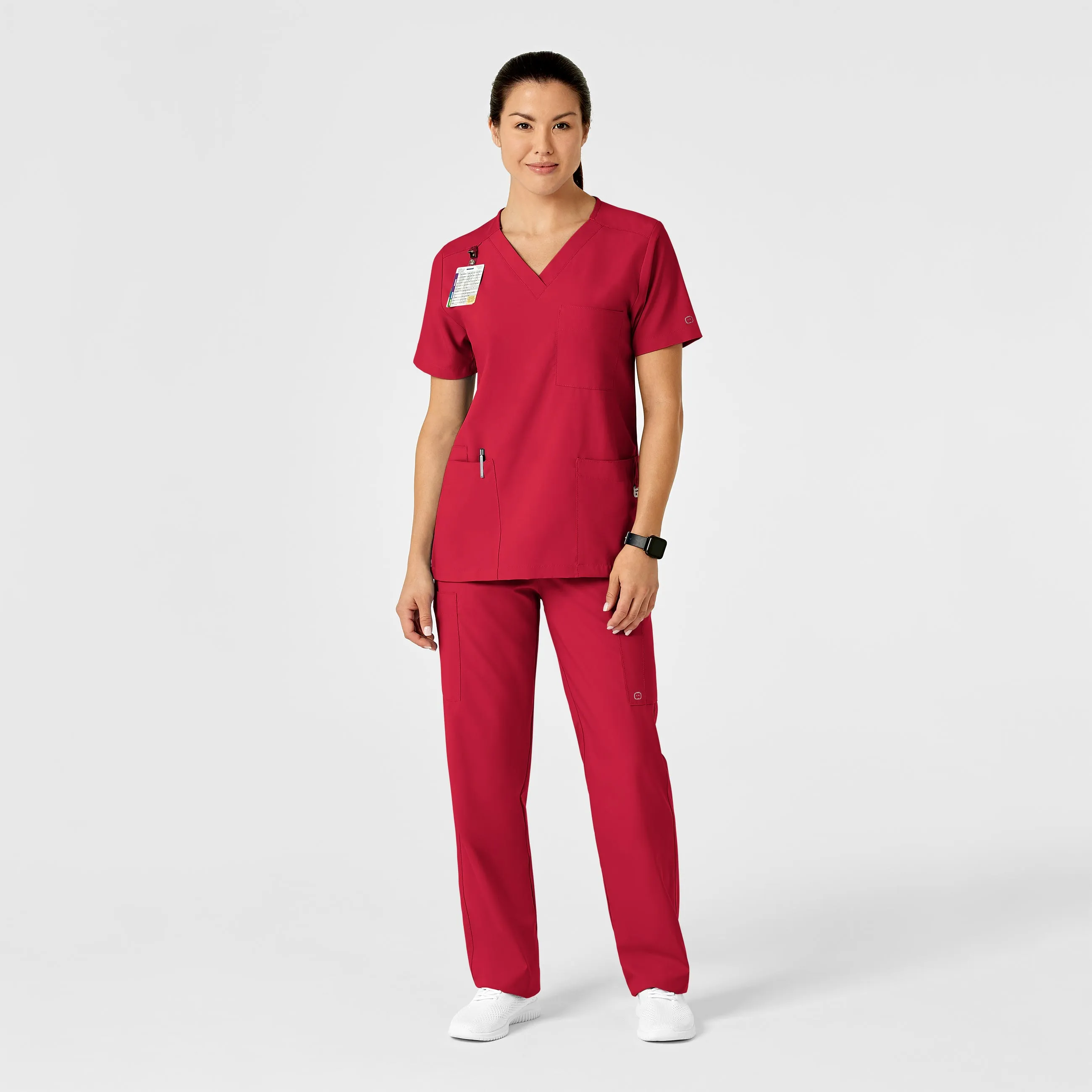 W123 Unisex Multi-Cargo Scrub Pant - Red