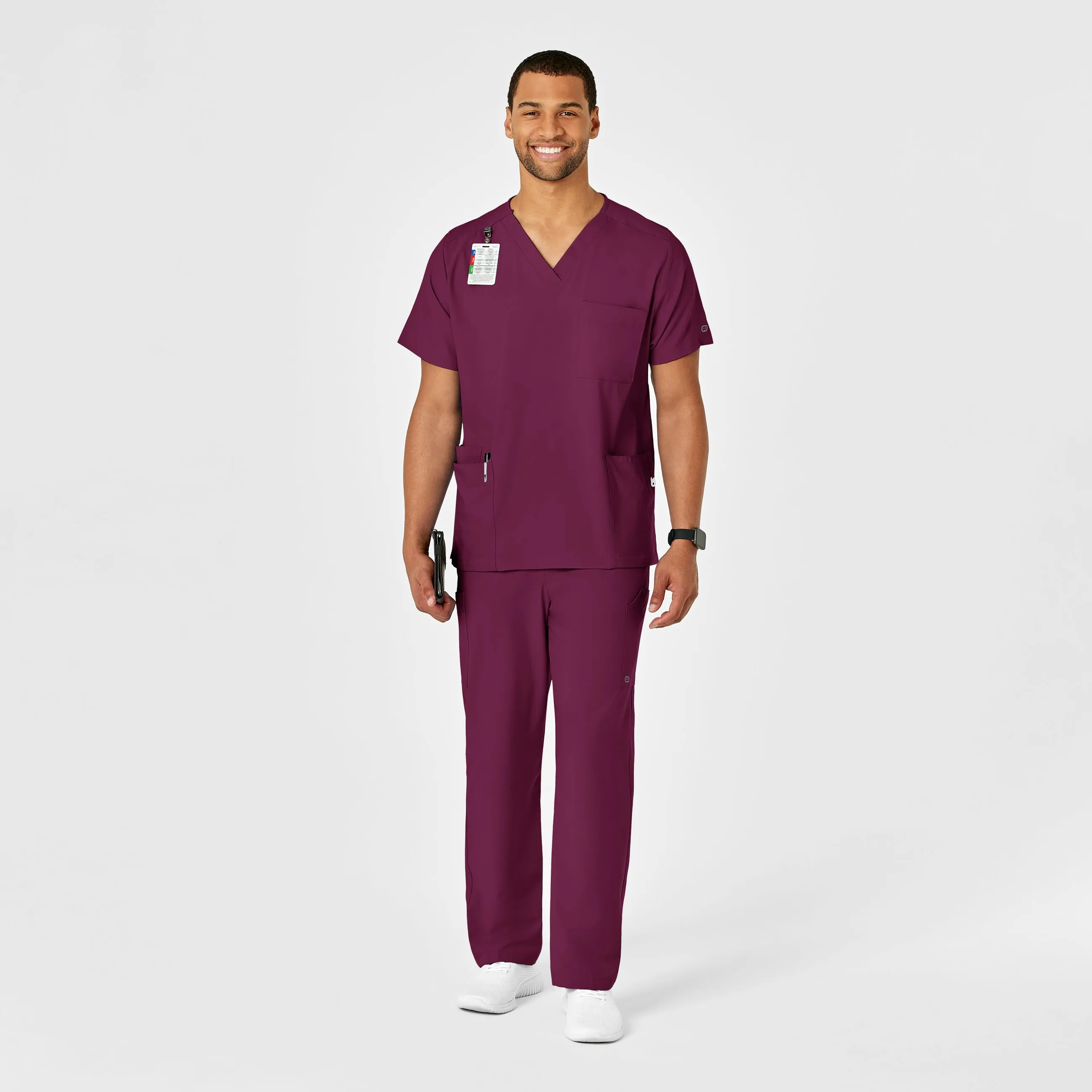 W123 Unisex Multi-Cargo Scrub Pant - Wine