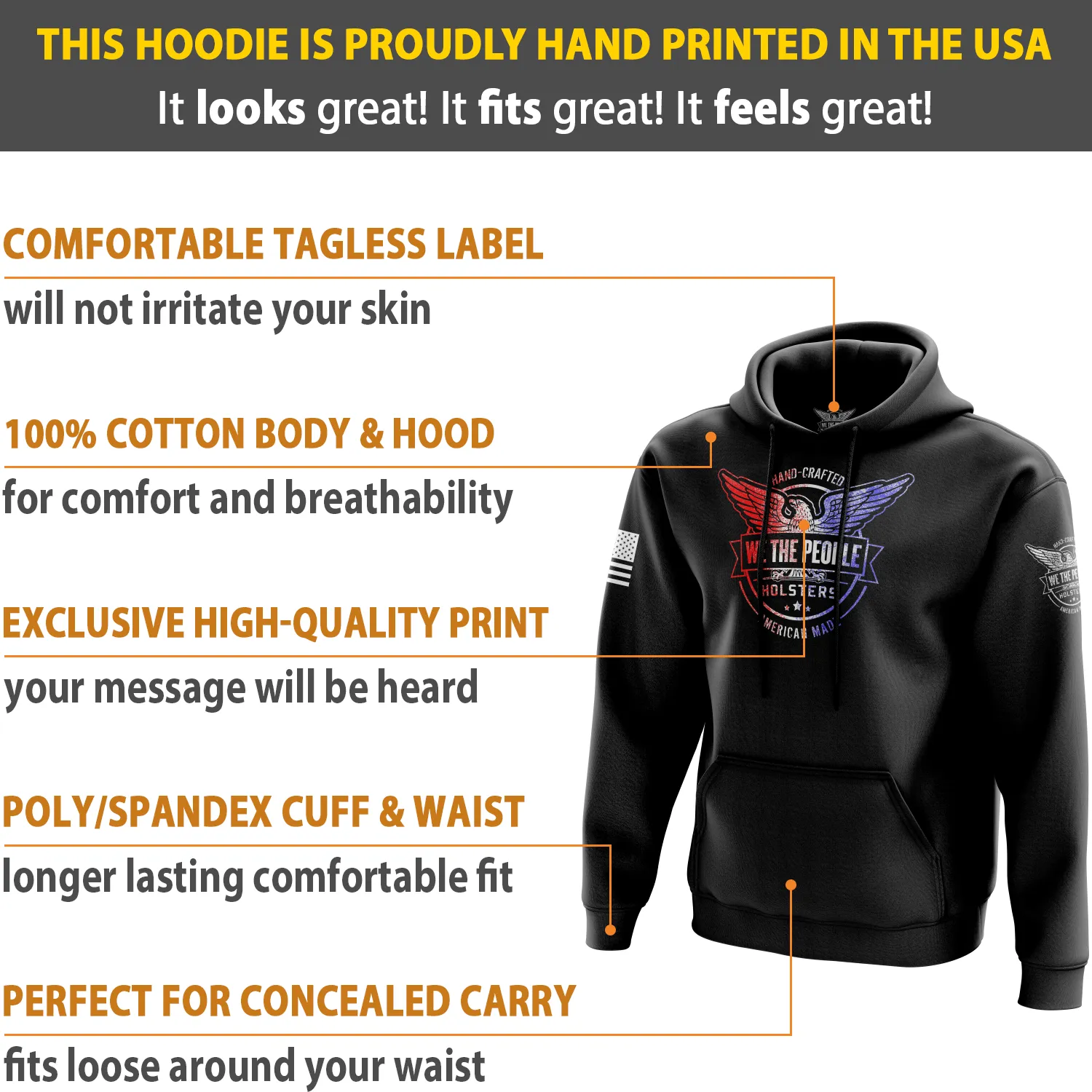 We The People Holsters Distressed Flag Logo Hoodie