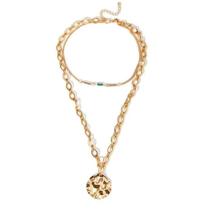 Women Multilayer Crystal Moon Necklaces, Pendants and Vintage Charm Gold Chokers