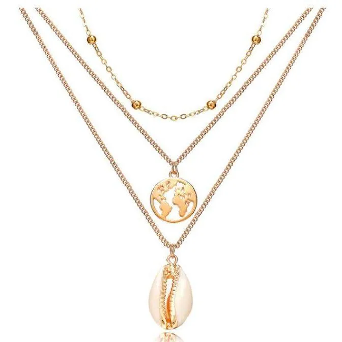 Women Multilayer Crystal Moon Necklaces, Pendants and Vintage Charm Gold Chokers