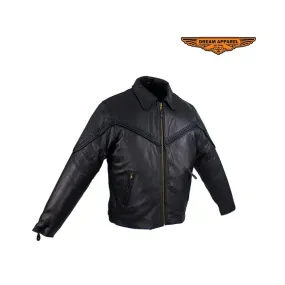 Women's Motorcycle Jacket With Fashionable Flat Braid