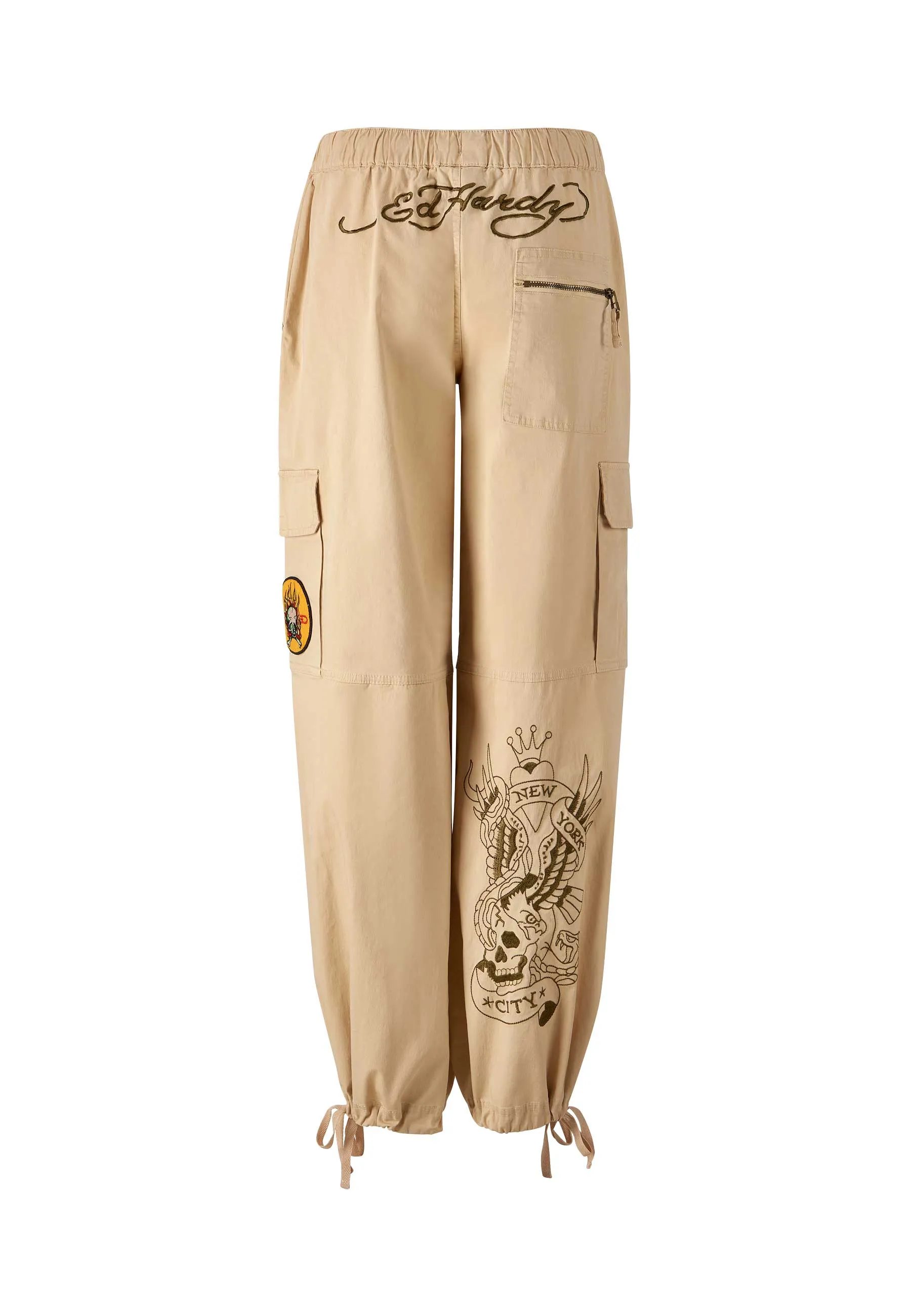 Womens Nyc Badge Cargo Trouser - Beige