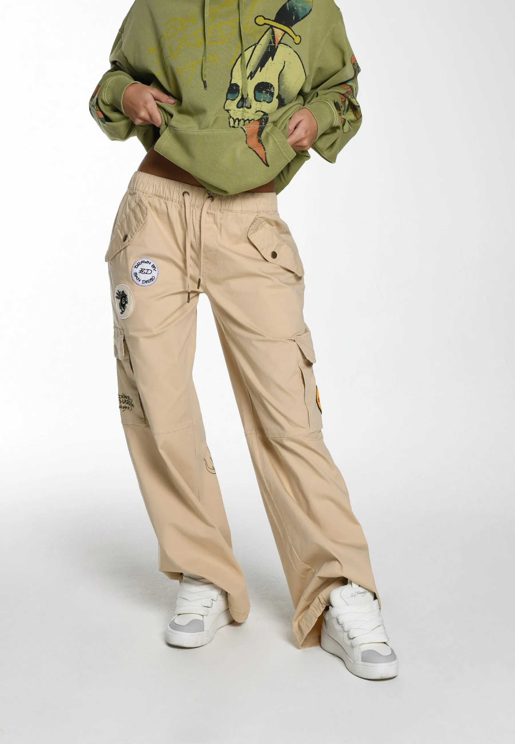 Womens Nyc Badge Cargo Trouser - Beige