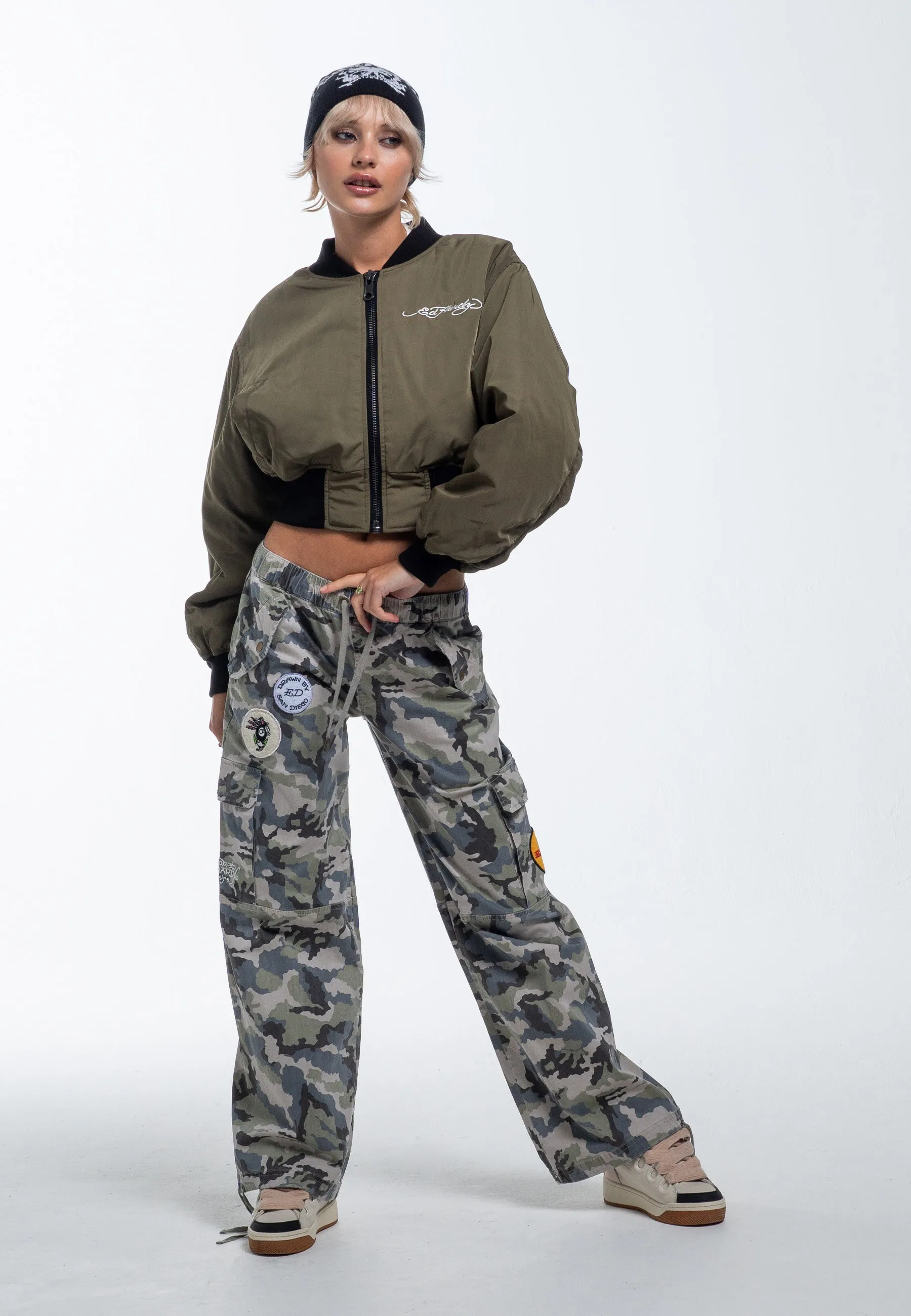 Womens Nyc Badge Cargo Trouser - Camo