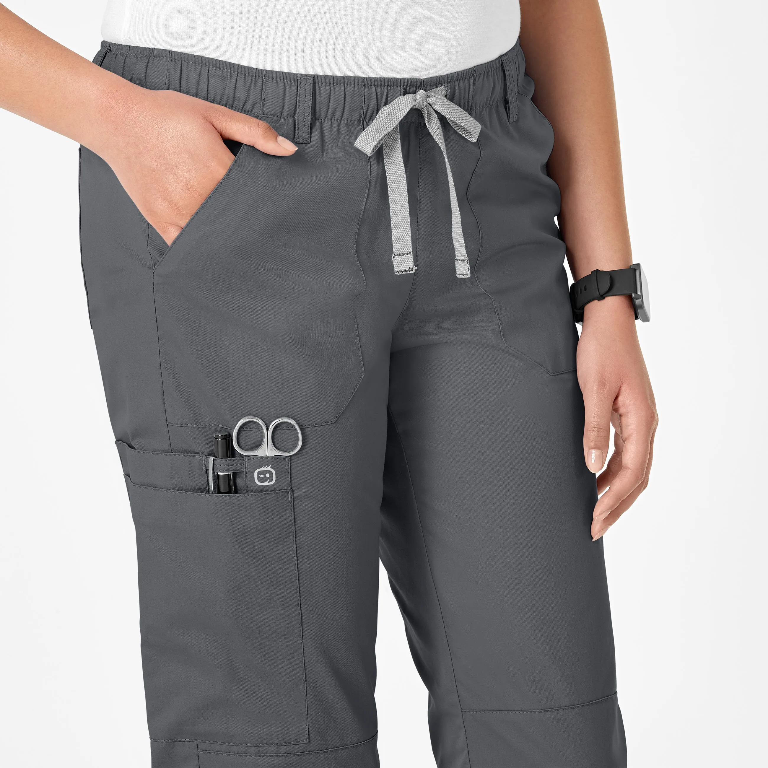 WonderWORK Women's Straight Leg Cargo Scrub Pant - Pewter