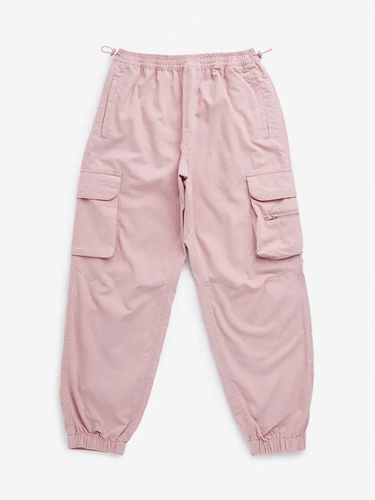 Y&F Kids Pink Cargo-Style Mid-Rise Joggers