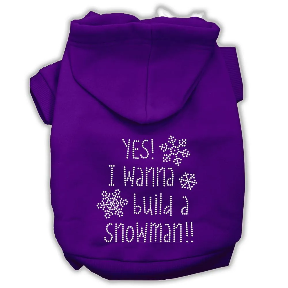 Yes! I Want To Build A Snowman Rhinestone Dog Hoodie Purple M (12)