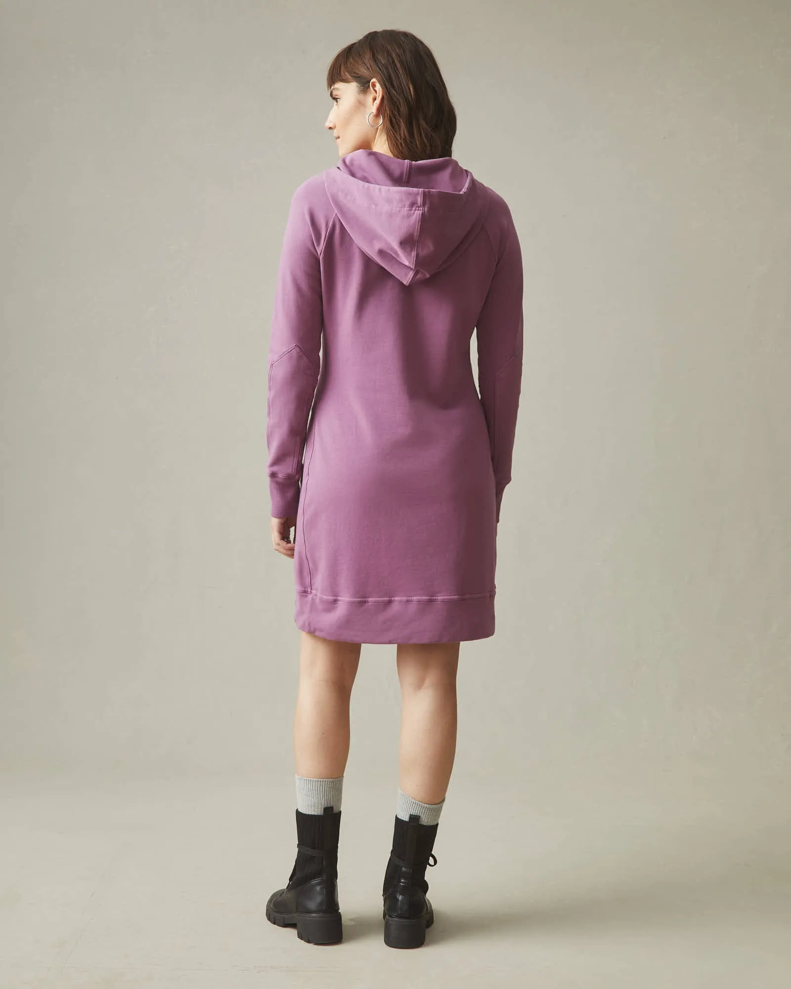 Zipper Hoodie Dress - Argyle Purple